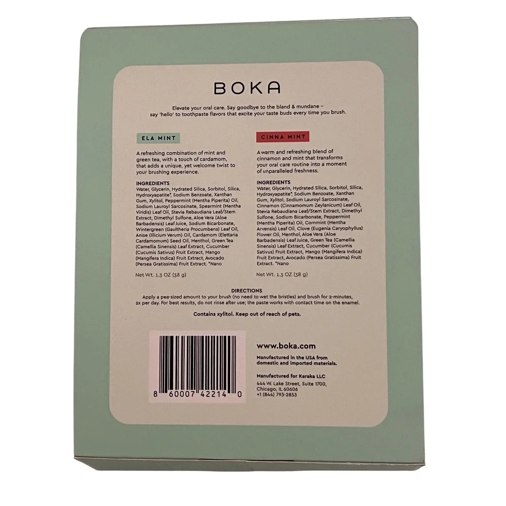 NEW Boka Nano Hydroxyapatite Toothpaste Double‎ The Merry Duo Cinnamon Mint